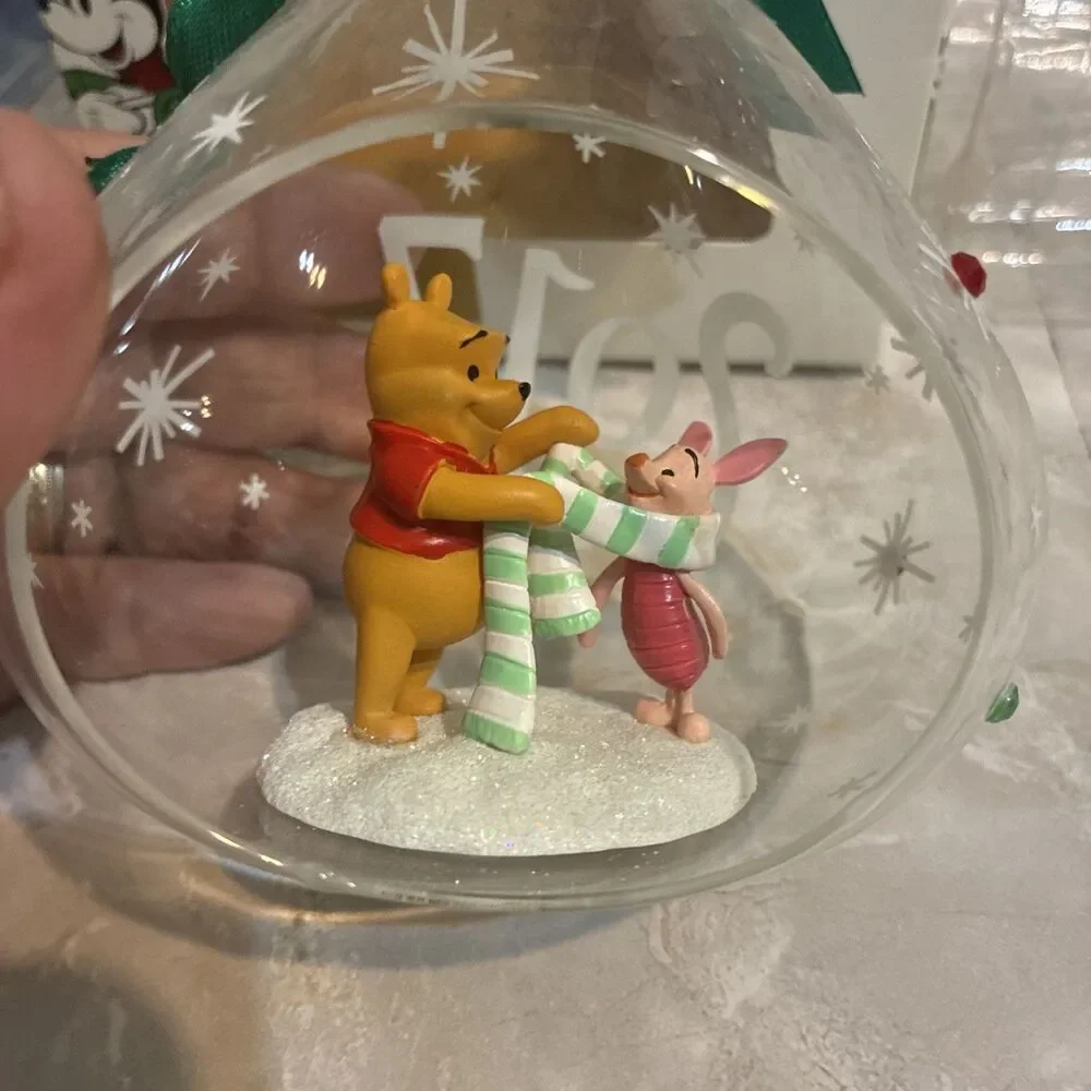 Disney Store Sketchbook Disney Winnie the Pooh & Piglet Glass Holiday Ornament